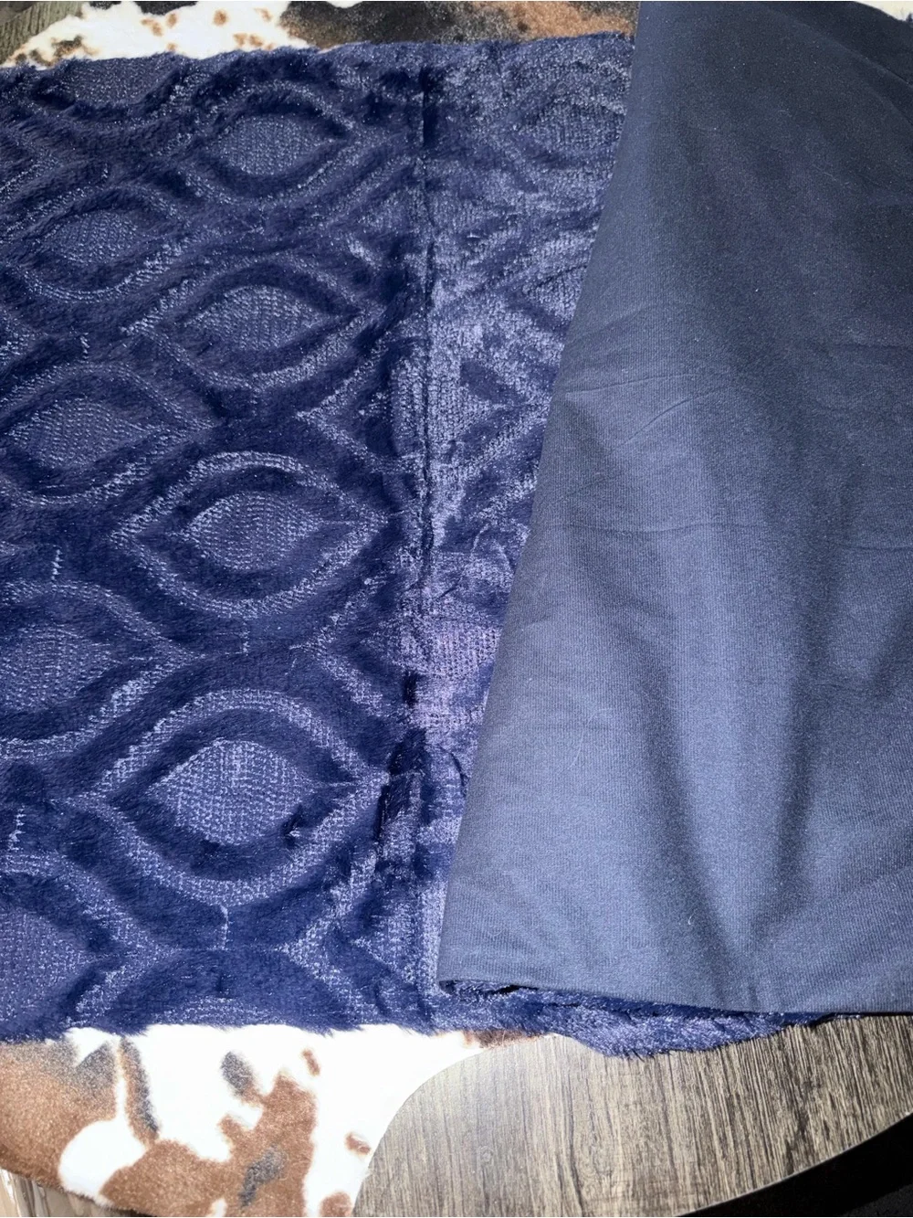 Plush Navy Blue Throw Pillow Covers - Textured Pattern